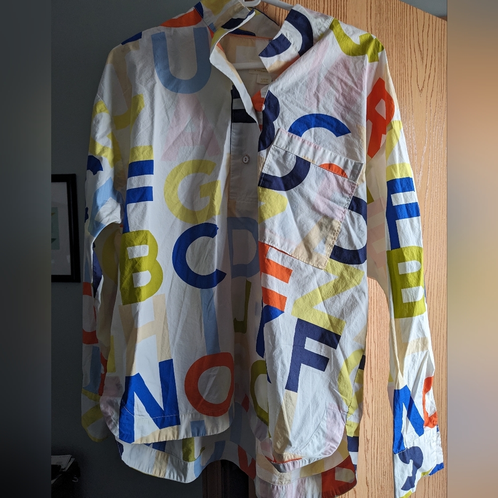 Maeve by Anthropologie long sleeved alphabet blouse
